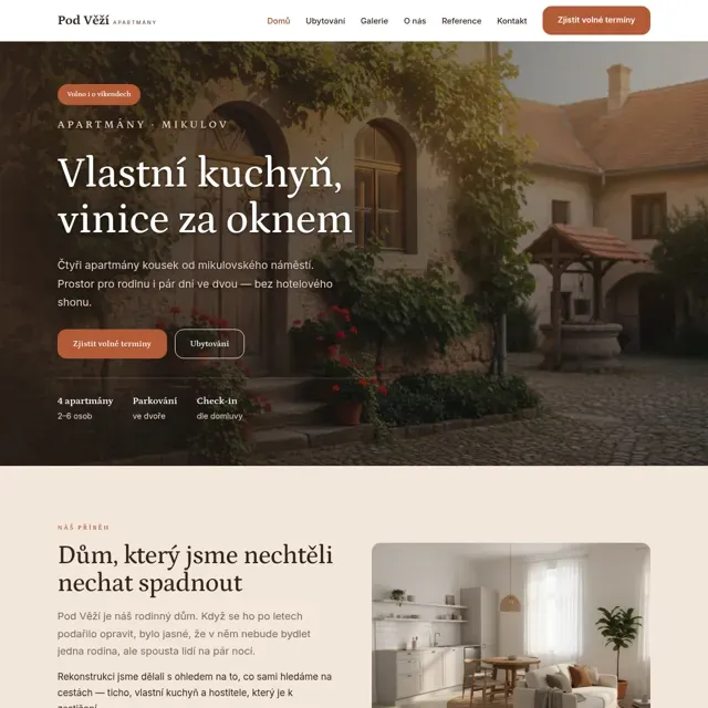 Ukázkový web — apartmány