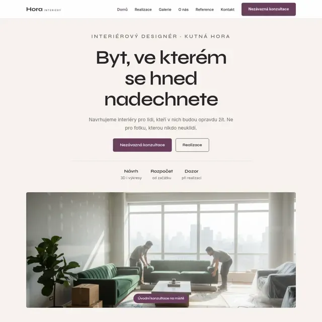Ukázkový web — interiérový designér