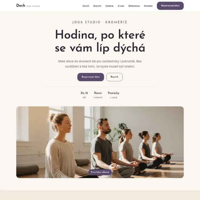 Ukázkový web — jóga studio