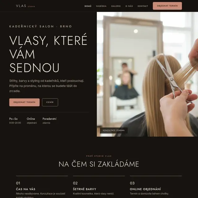 Ukázkový web — kadeřnictví