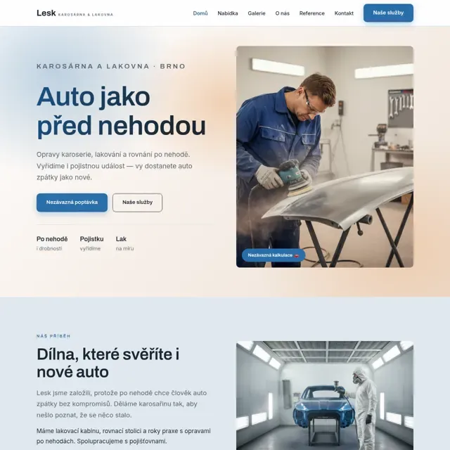 Ukázkový web — karosárna a lakovna