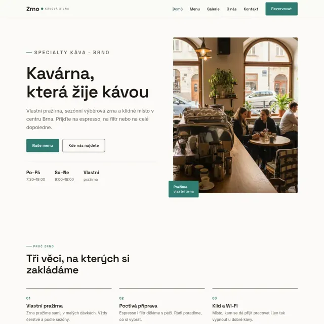 Ukázkový web — kavárna