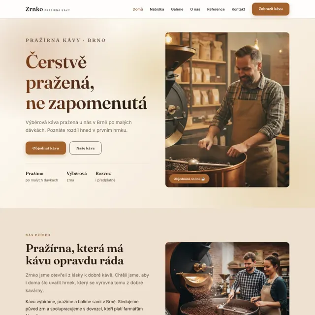 Ukázkový web — pražírna kávy