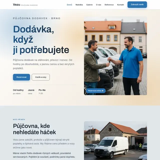 Ukázkový web — půjčovna dodávek