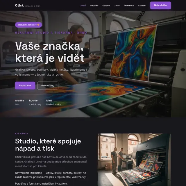 Ukázkový web — reklamní studio a tiskárna