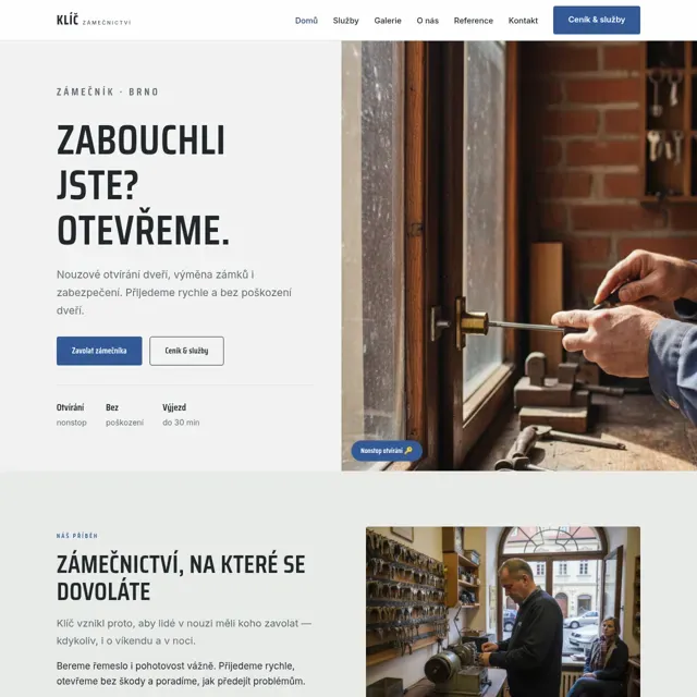 Ukázkový web — zámečník