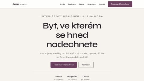 Ukázkový web — interiérový designér